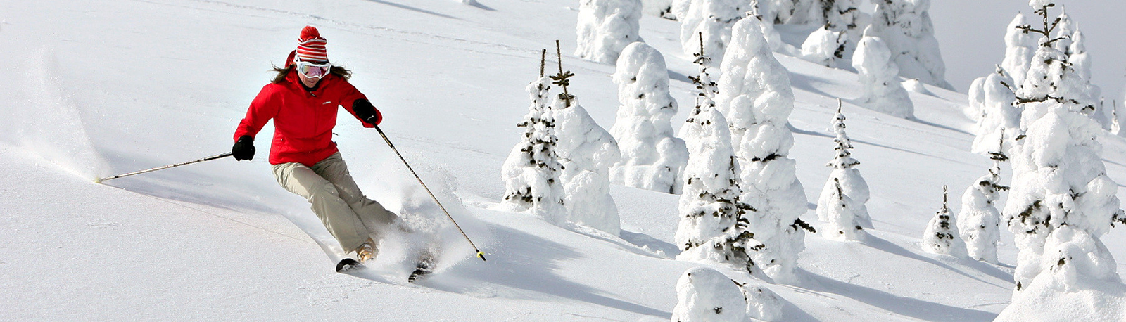female skier dodging 'ghosts' in Sun Peaks