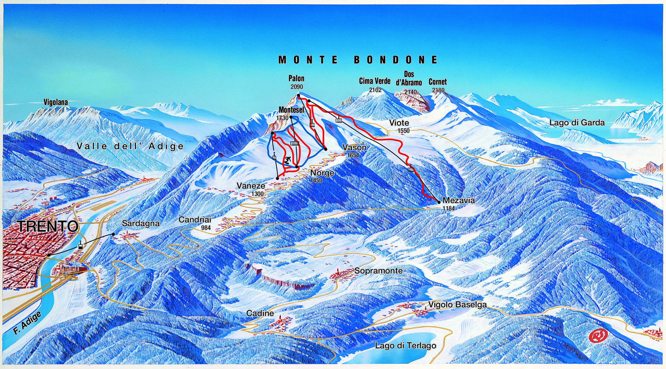 Monte Bondone Piste Map